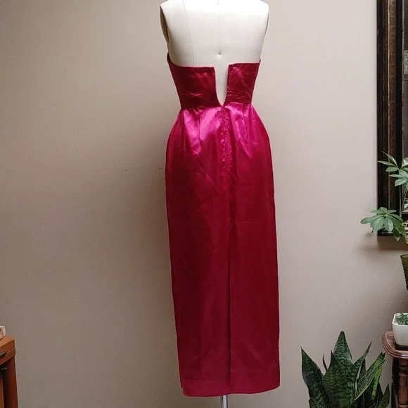 Marilyn Monroe Look Fuschia Satin Strapless Dress XS-S - Picture 5 of 11